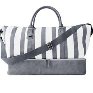 Gray & White Weekender Duffle Bag